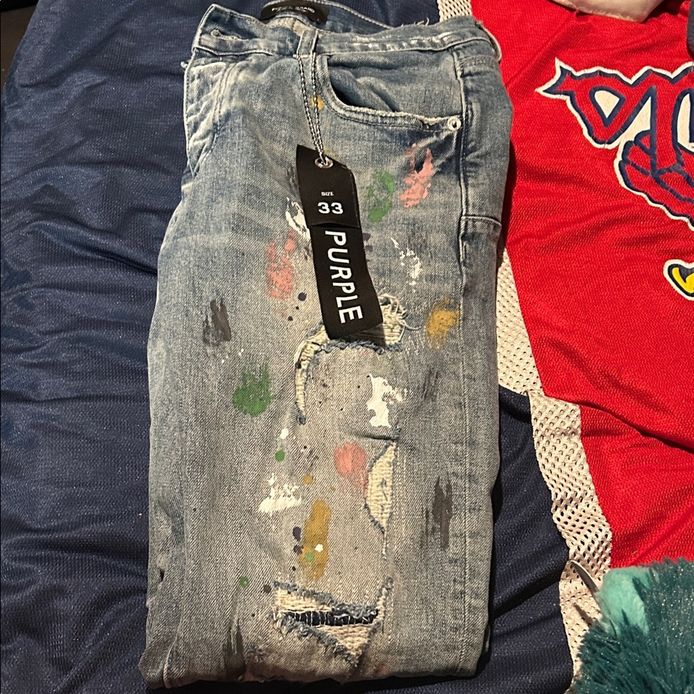 Men's Skinny Jeans with Paint Splatter